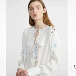Theory Ivory and Blue Silk shirt Top